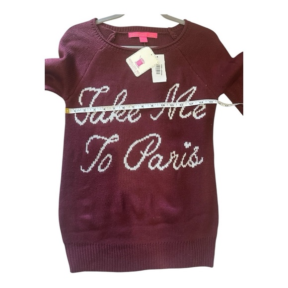 Rebellious One “Take Me To Paris” Sweater XS NWT Burgundy - Picture 3 of 7